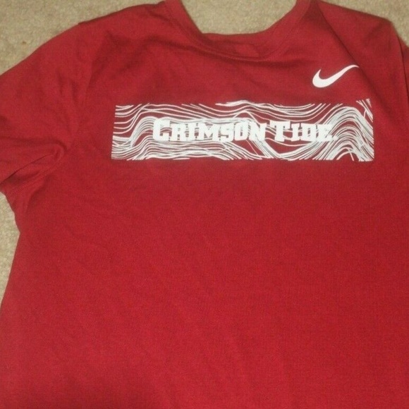 Nike Boys Tee shirt Athletic Fit CRIMSON TIDE Dri Fit Red White Gray Large EUC… - Picture 1 of 4